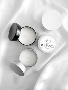 Mini candle favours - white tin