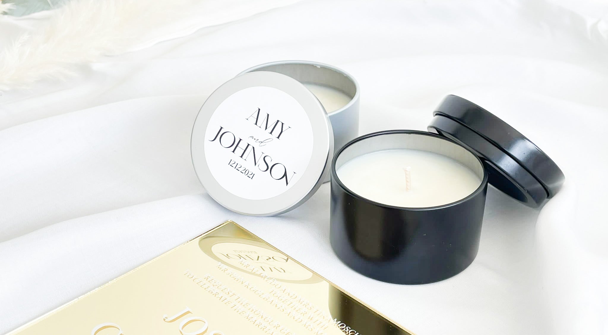 Mini candle favours - black tin