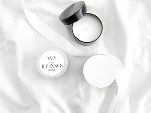 Mini candle favours - white tin